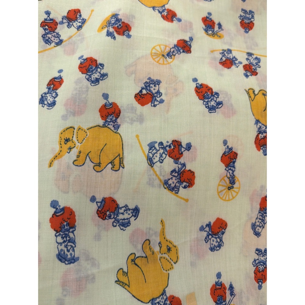 Vintage Mint Green Circus Fabric Elephant Clown Kitsch Retro MCM Nursery Decor